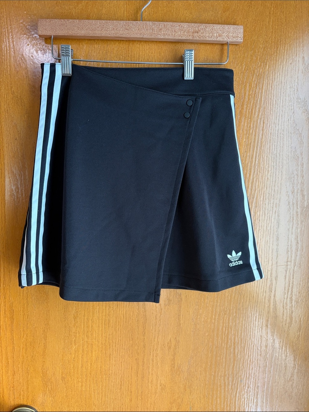 adidas Black A-Line Wrap Skirt with Mint Side Stripes